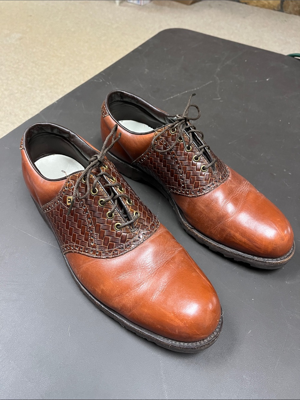 FootJoy Men's Woven Leather golf shoes Derby in Chestnut Brown 11.5 D